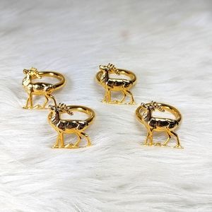 Metal Deer Elk Reindeer Napkin Rings Holders Set Of 4
